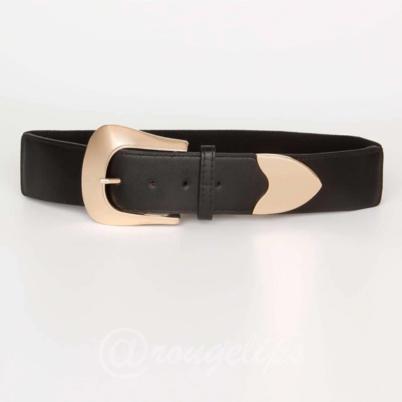 Black Belt Gold Tone Buckle - Picture 2 of 8